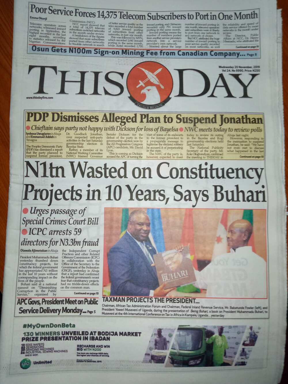 ThisDay newspaper review of November 20