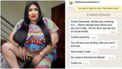 "Coate me": Foluke Daramola cries for help as man threatens her, sends vile messages on WhatsApp