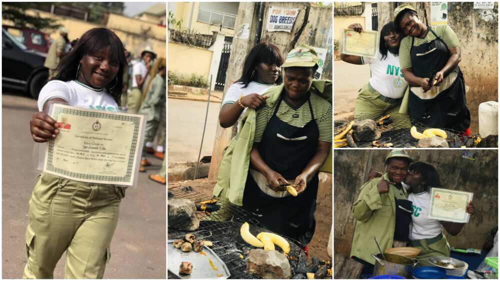 Corper appreciates mum who sells food to pay her school fees, wears her NYSC uniform, shares photo