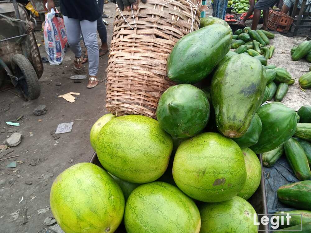 A big-sized watermelon is sold from N800 upwards at the market. Photo credit: Esther Odili