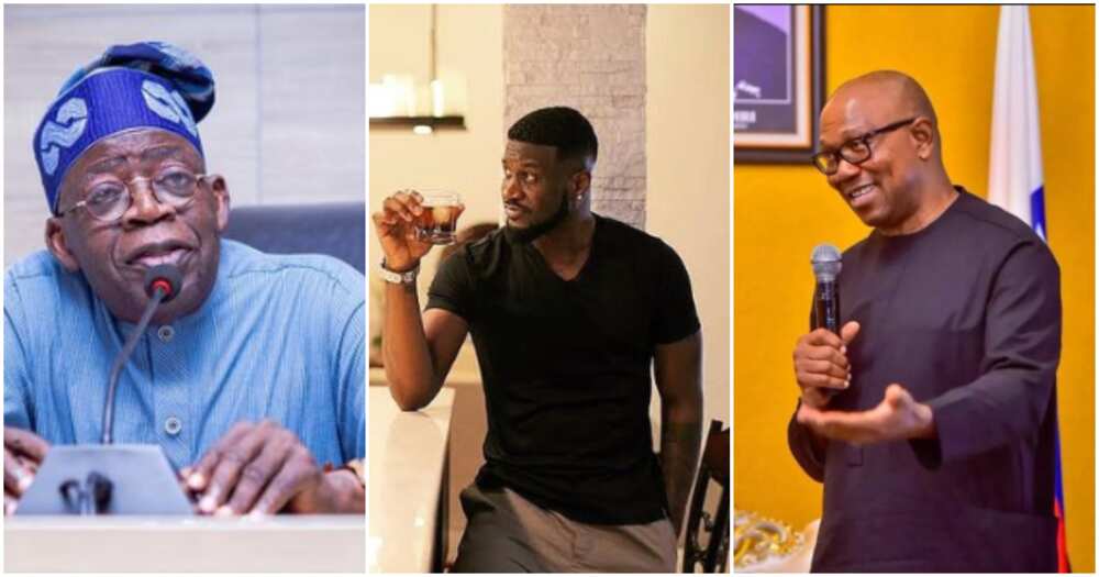 Photos of Bola Ahmed Tinubu, Peter Okoye and Peter Obi