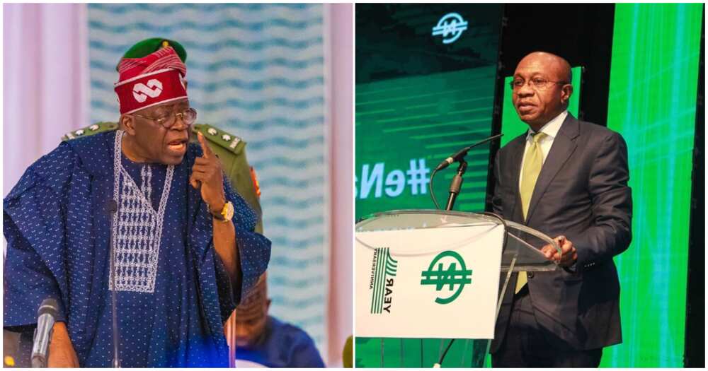 Shugaban kasa Bola Tinubu da gwamnan CBN, Godwin Emefiele