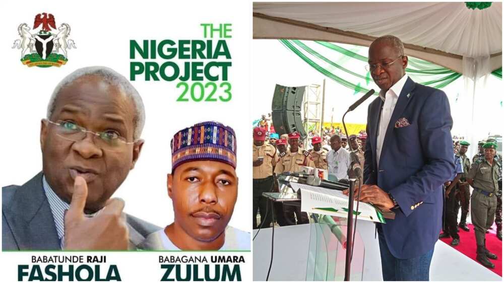 2023 presidency: Fashola Reacts as Campaign Poster Pairing Him with Borno governor Emerges