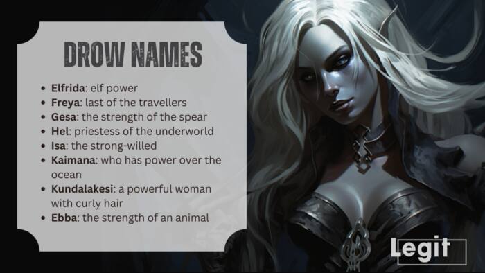 List of drow names: female, male, last names, city names & meanings