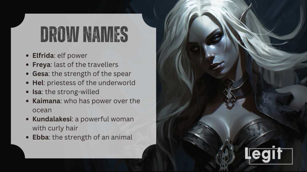 List of drow names female, male, last names, city names & meanings