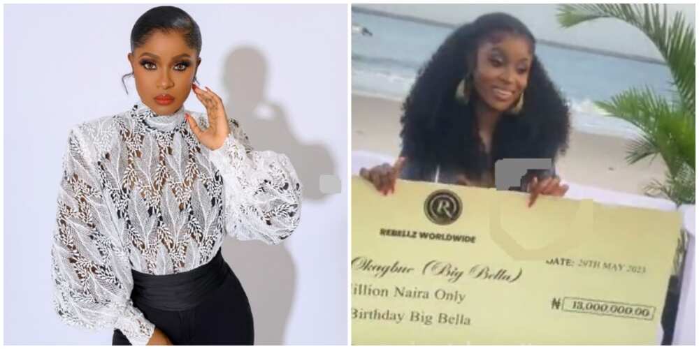 Bella Okagbue poses with her gift cheque