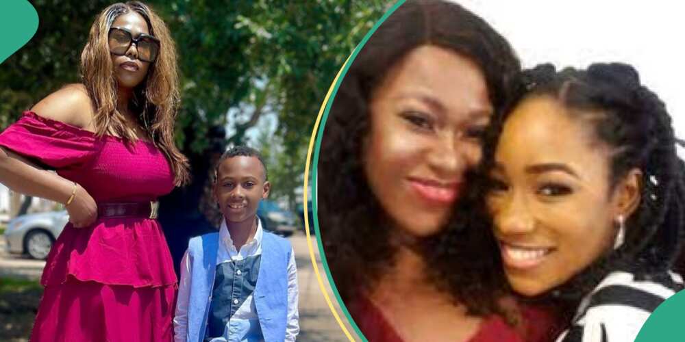 Uche Jombo's son says he is jealous to see his mom hug her movie daughter.