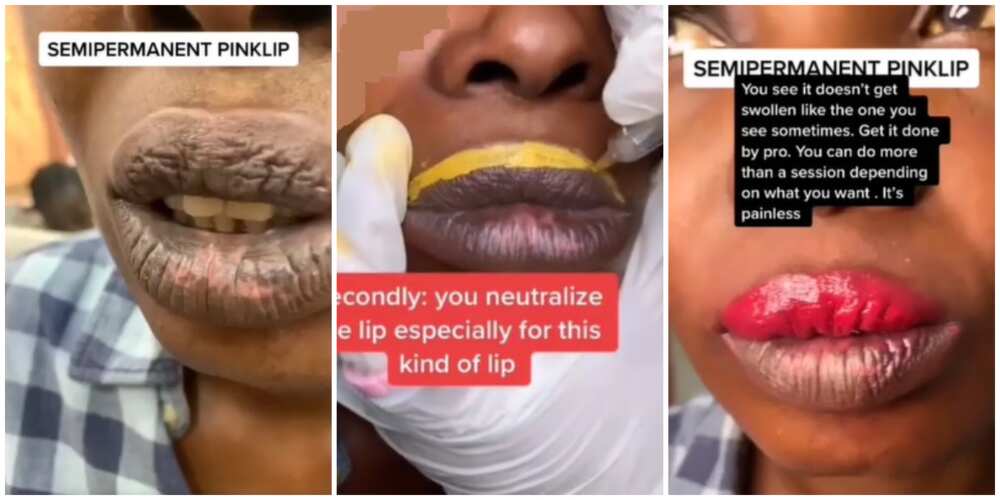 Screenshots of the lady's lips.