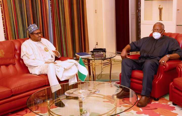 President Buhari meets T.Y. Danjuma at Aso Villa