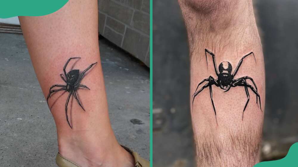 Leg spider tattoo