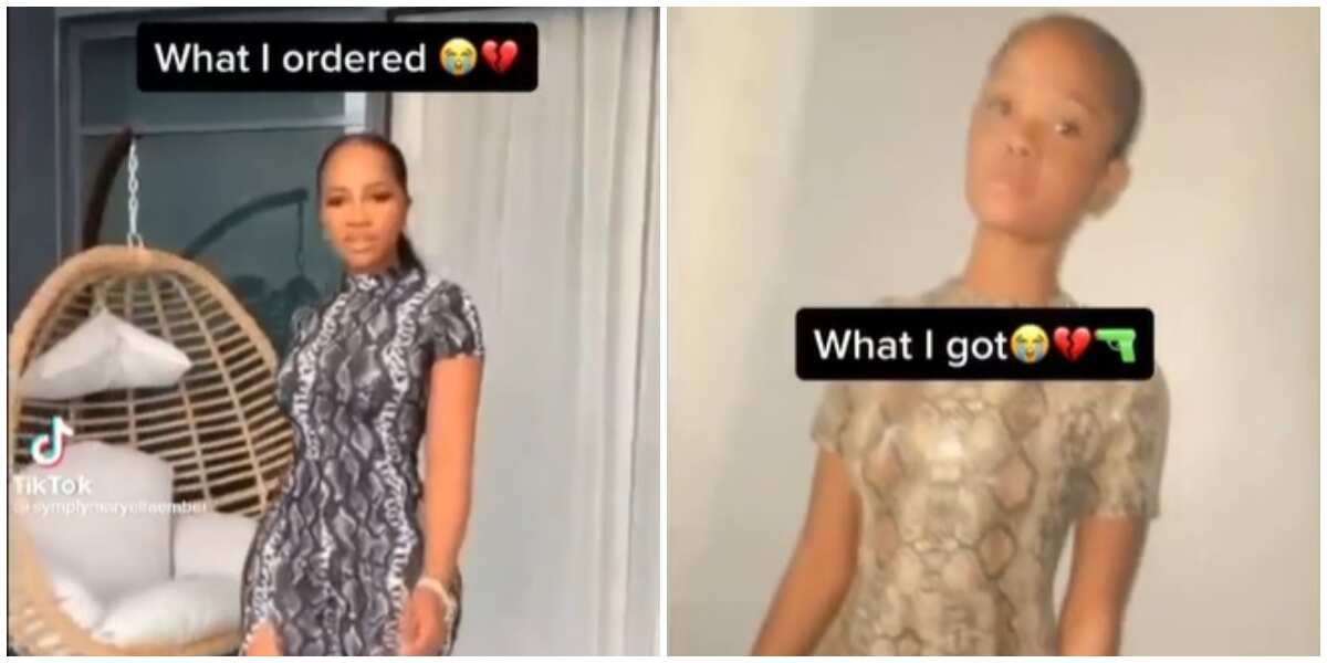 See video of snake print jumpsuit lady ordered and what she got