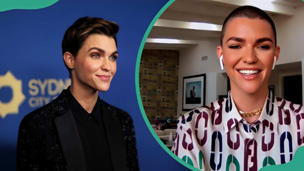 Ruby Rose during the 2019 Australians In Film Awards (L). Actress Ruby Rose during an interview on October 6, 2020 (R)