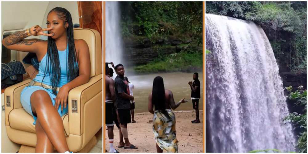 Tiwa Savage at waterfalls