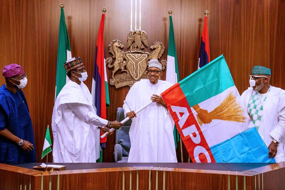 President Buhari and the leaders of the APC meet in Abuja.