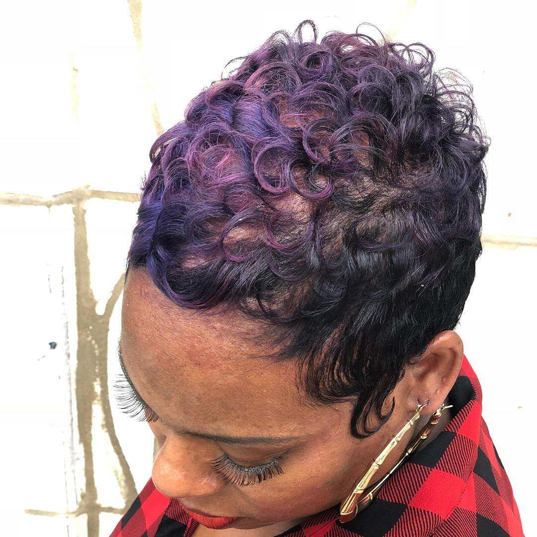 hey. | Dark purple hair, Purple hair, Black women hair color