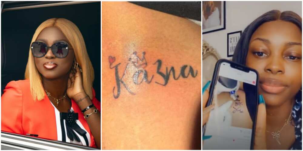 Nigerians react as BBNaija's Ka3na slams lady who tattooed her name on her thigh