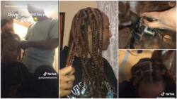 "I didn't know he could": Boyfriend plaits girlfriend's hair, makes it into cute knotless braids