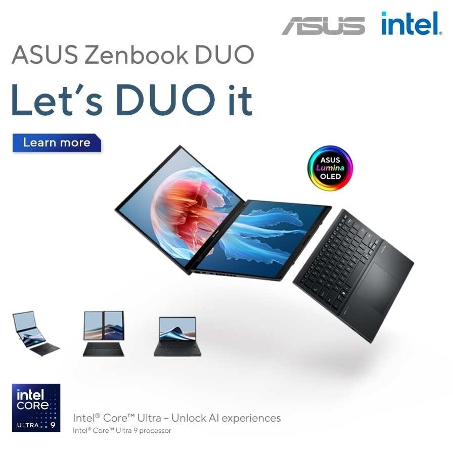 Zenbook Duo 2024 (UX8406) OLED – The World's First 14" Dual-Screen OLED Laptop