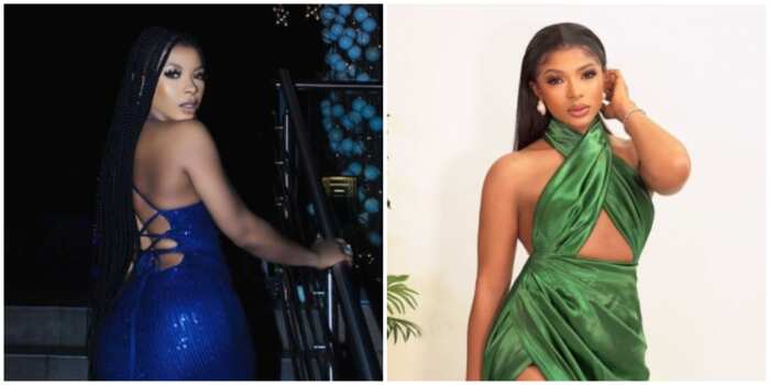 Celebrity fashion: BBNaija star Liquorose rocks shimmering blue dress to mark 2m followers