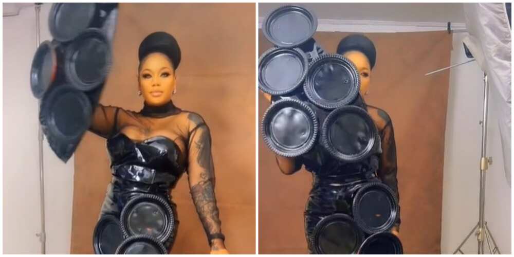 Photos of Toyin Lawani's plate dress.