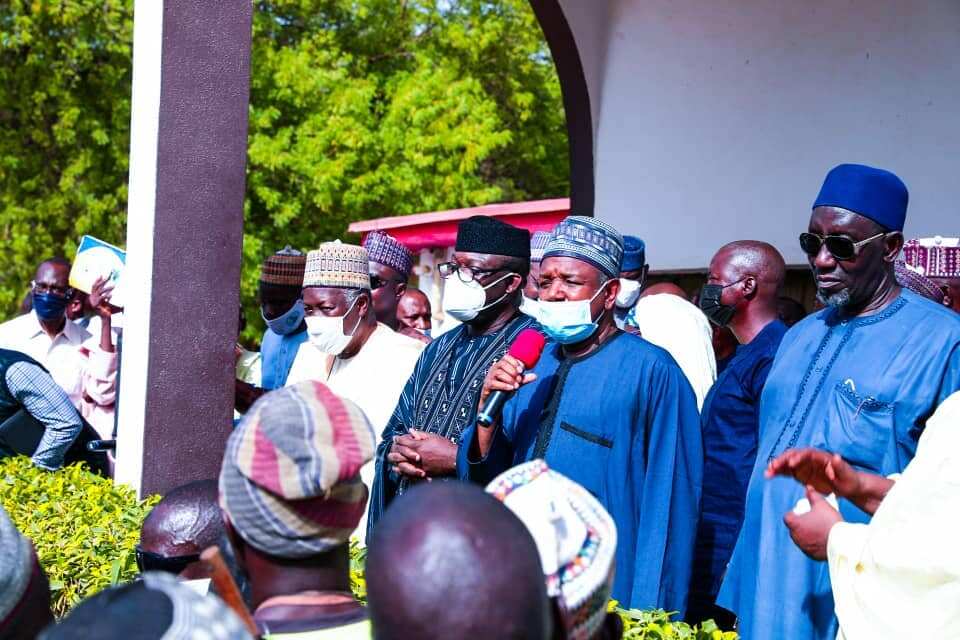 The governor of Kebbi in the midst of state officials