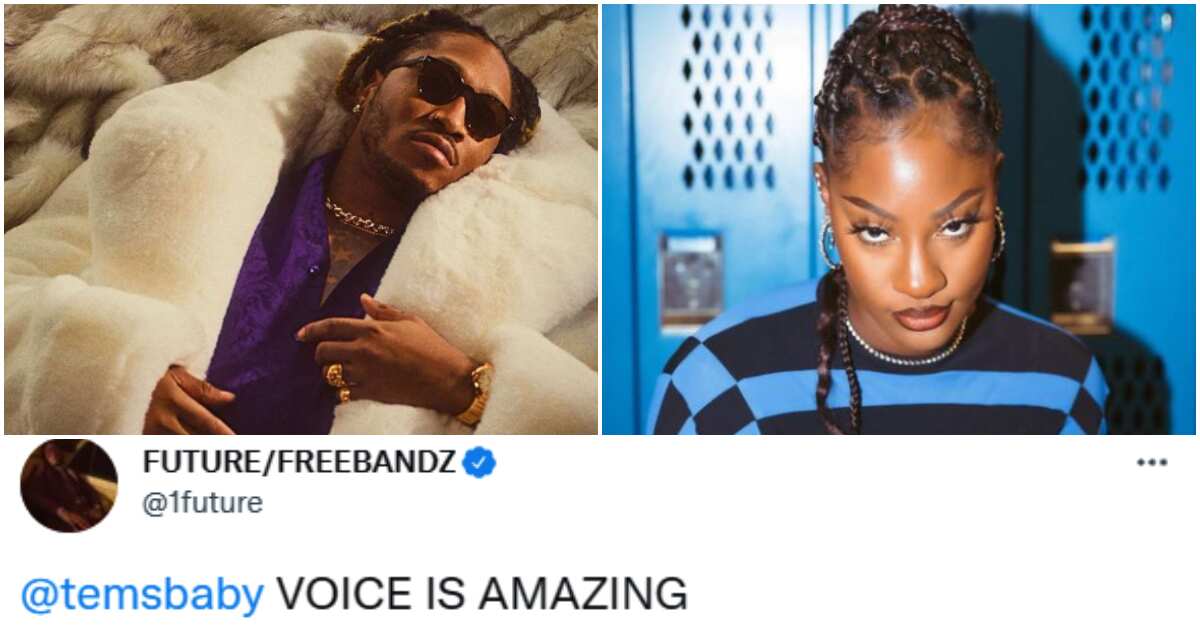 Let it end there: American rapper Future calls Tems' voice amazing on social media, Nigerians react