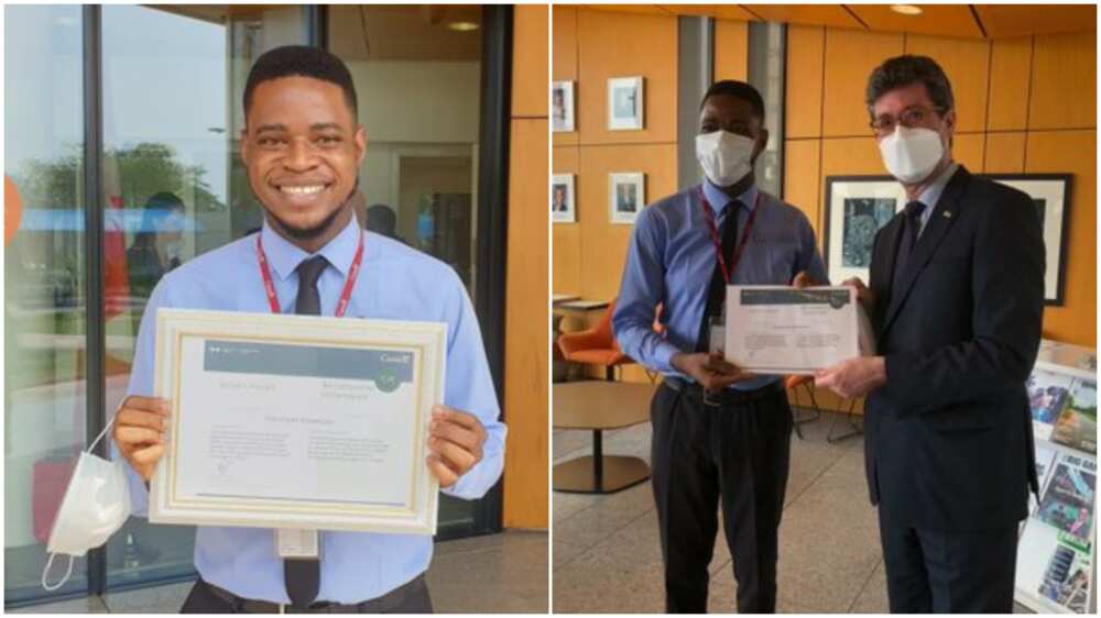 Canadian embassy honours young Nigerian man with great award for what he did, photos go viral