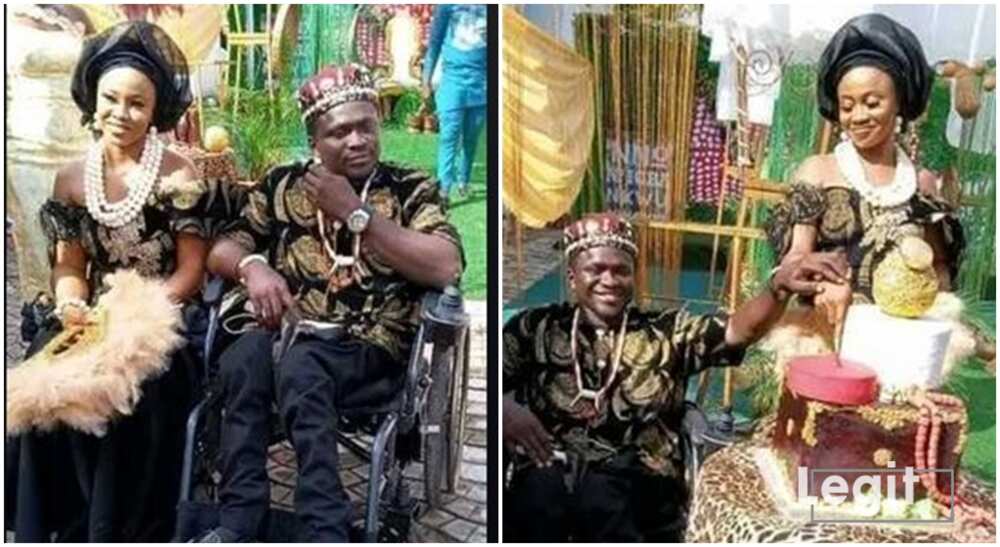 Photos of Amobi Okonkwo, a physically challenged man from Anambra who got married on October 8, 2022.