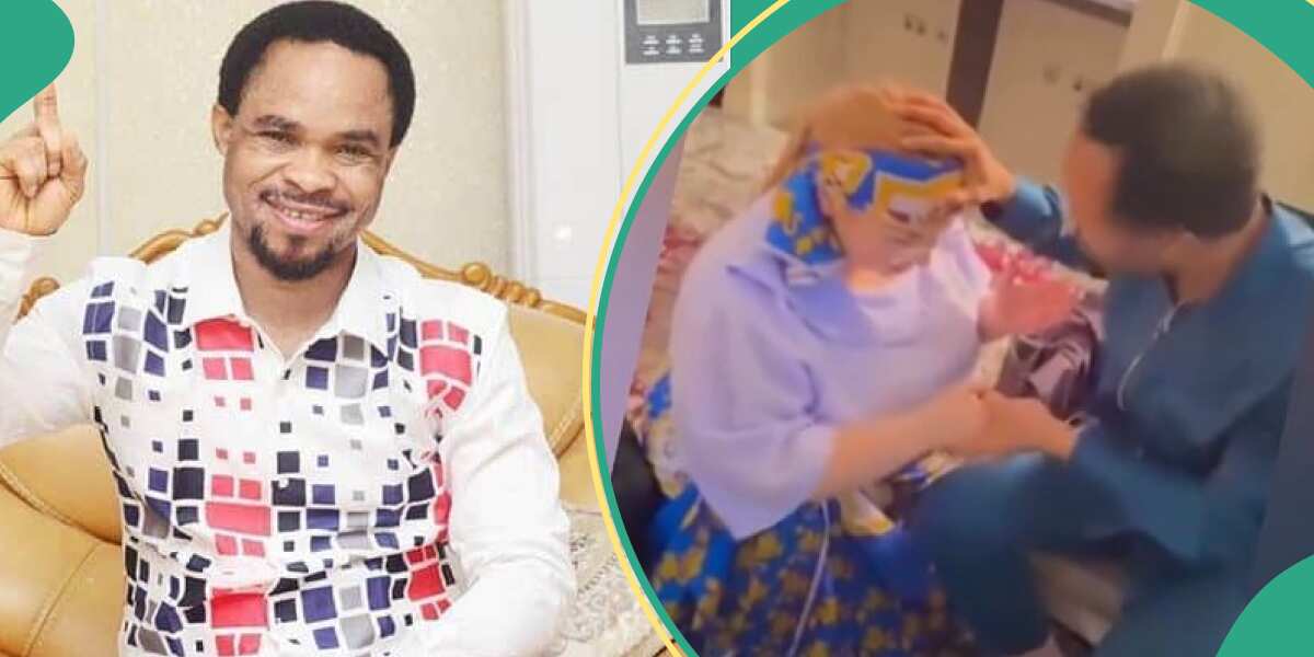Watch viral video of prophet Odumeje praying for Oyinbo in the UK