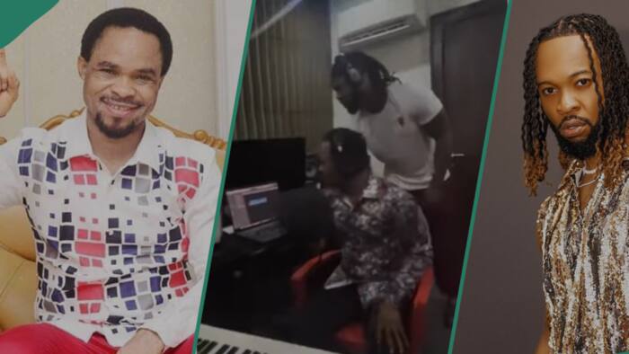 "Na Flavour be Indaboski problem": Video as Odumeje samples new song with singer in studio