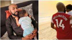 He's so grown and cute: Banky W sparks sweet reactions as he shares adorable father and son photos with Zaiah
