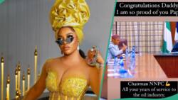 “Congratulations daddy”: Toke Makinwa celebrates as Tinubu appoints her father as NNPC chairman