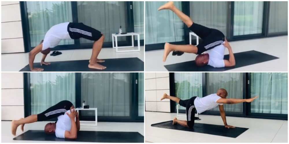 58-Year-Old Nigerian Billionaire Shows Great Body Flexibility as He Shares Videos from His Yoga Session