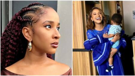 Pray for me: Adesua Etomi cries out as her 1-year-old son unfollows her friends, block 2 on her IG page