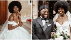 'Afro bride' makes fashion statement at her white wedding as she rocks full natural hair