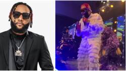 Kcee stirs up rich cultural vibes with dancing masquerades on stage during thanksgiving concert in Lagos