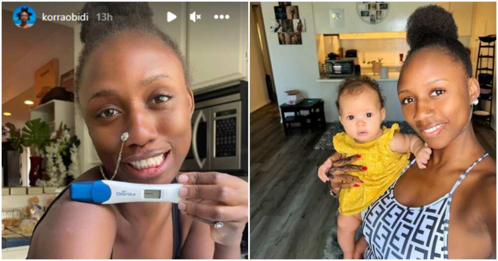 Korra Obidi shares pregnancy test result after having 2nd daughter.