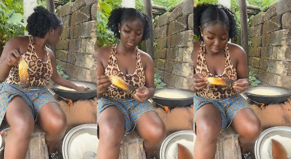 Photos of a Nigerian lady who is always frying garri.