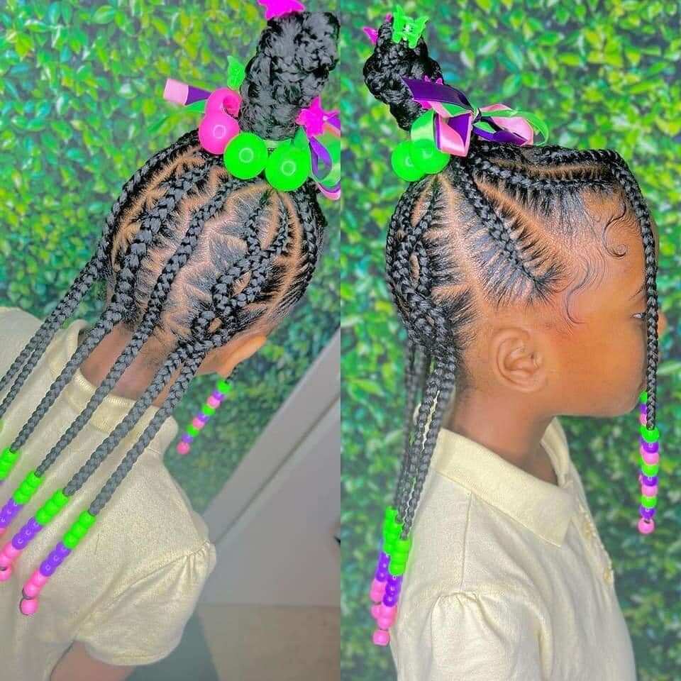 Natural Kids Hair | Hairstyles for Little Girls: Zig-zag part + stitch  braids - YouTube