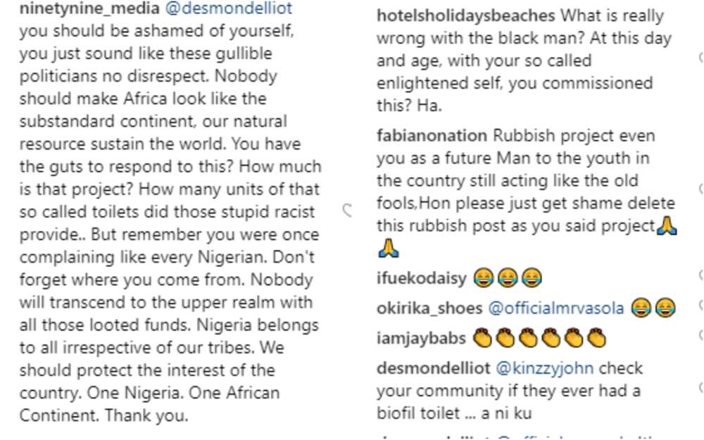 Nigerians come hard on Desmond Elliott for commissioning public toilet, he reacts