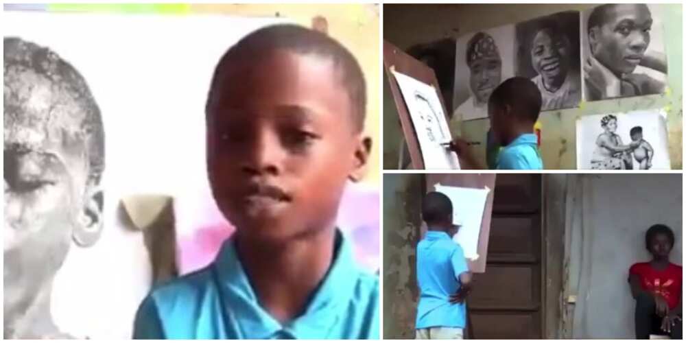 Meet 11-Year-Old Nigerian Boy Who is a Professional Artist, he Makes Paintings Like Real Photos