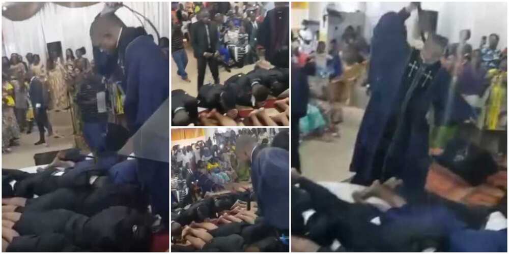 Outrage trail video of pastors flogging male and female church members on altar with belts