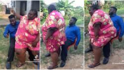 Funny video as Sabinus screams in fear after plus-sized lady sits on his lap: “The chair is a hero”