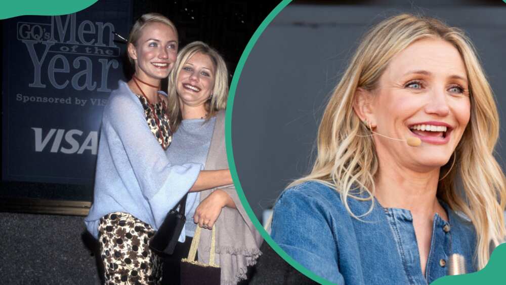 Actress Cameron Diaz and sister Chimene Diaz at Radio City Music Hall in New York City (L) and Cameron Diaz at Napa Valley Expo in Napa, California (R) Actress Cameron Diaz and sister Chimene Diaz at Radio City Music Hall in New York City (L) and Cameron Diaz at Napa Valley Expo in Napa, California (R)