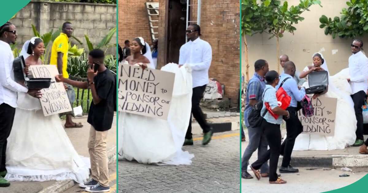 Nigerian lady spotted in white dress with her man in public begging money for their wedding, prank video goes viral