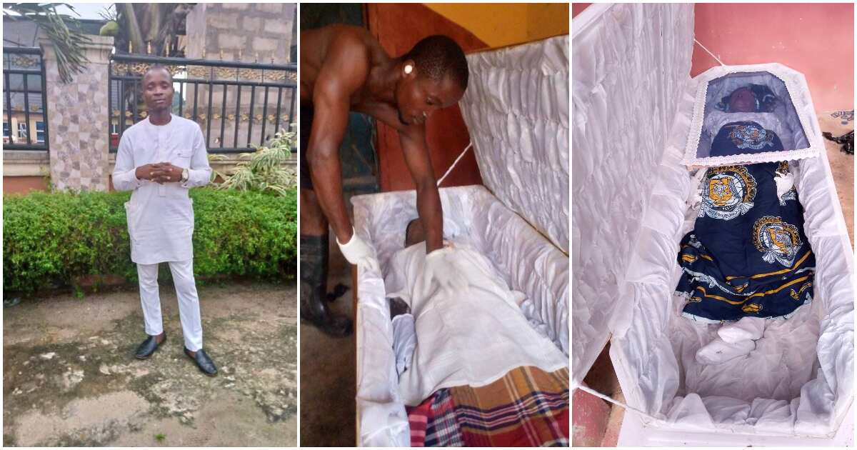 Nigerian mortician shows off his mortuary work on Facebook, poses with corpses