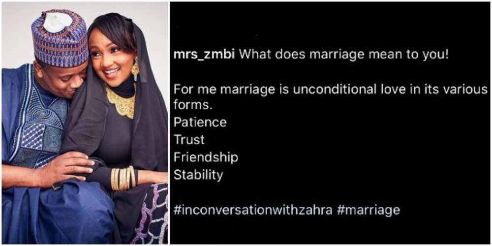 Zahra Buhari speaks on marriage.