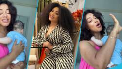 Nadia Buari's son fails to turn head as she sings, dances in video: "He understands the assignment"