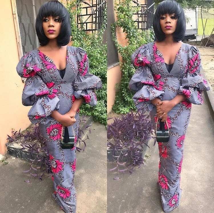 Ankara evening gown with long sleeves