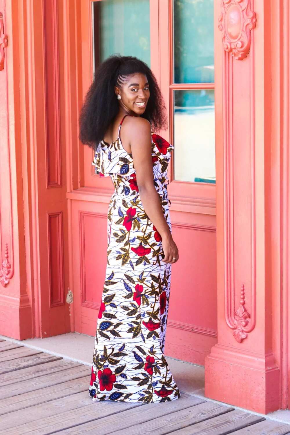 Ankara gown with floral print